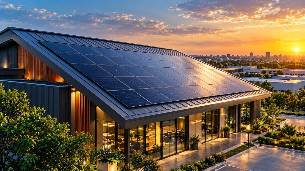BIPV Solar Solution on modern facility rooftop