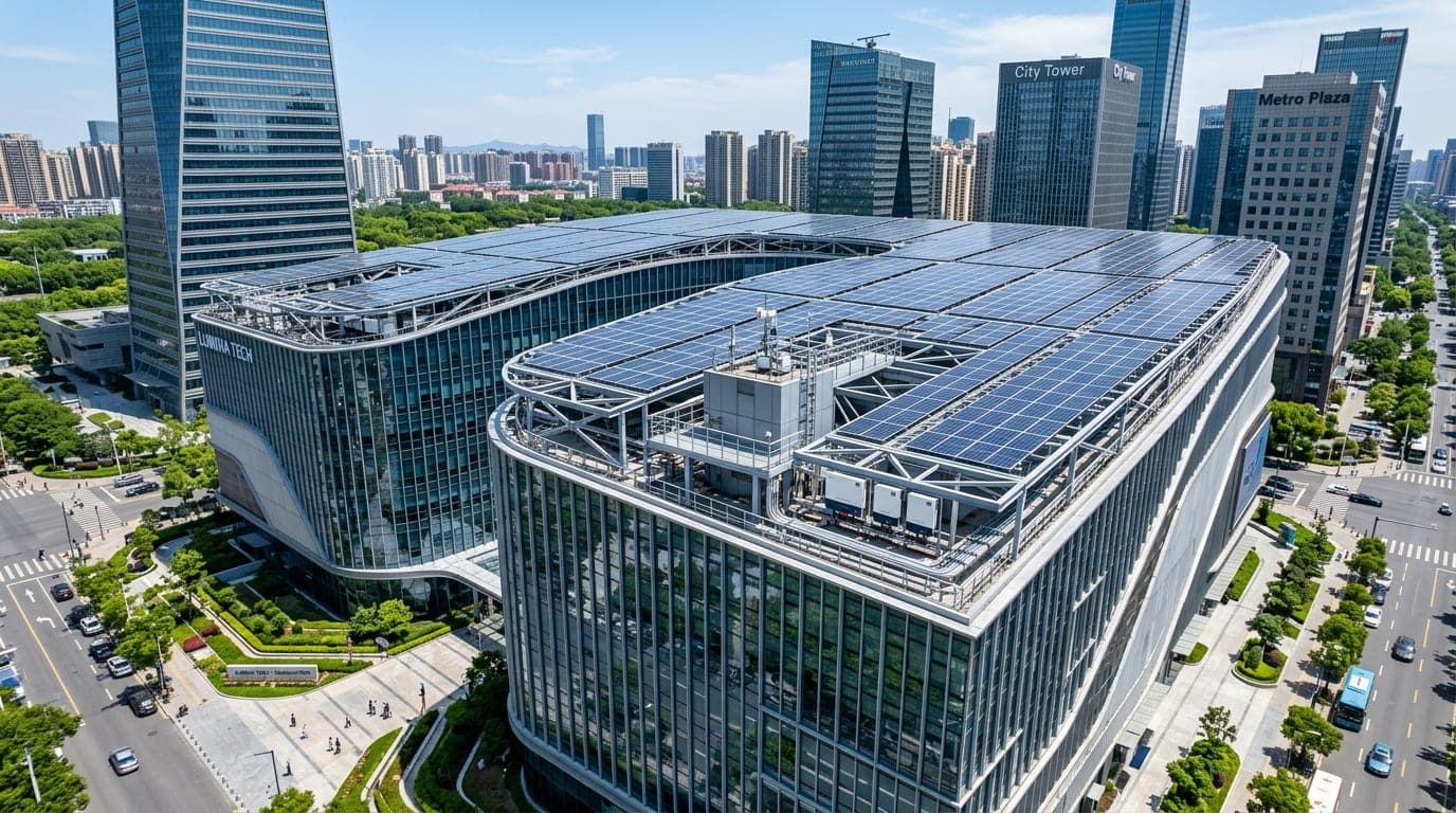 Modern Commercial Corporate Headquarters Rooftop Solar Array in Bangladesh